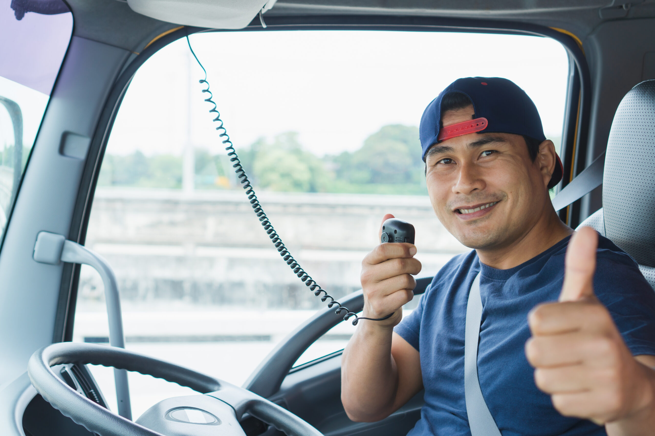 The truck driver using automotive logistics