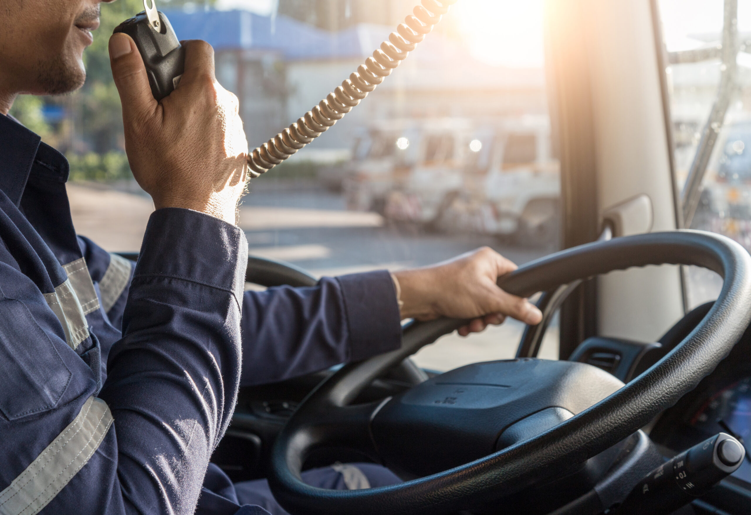 Truck Driver Making Talking Through Radio dispatch