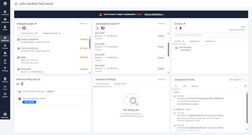 Carrier Activity Log screenshot