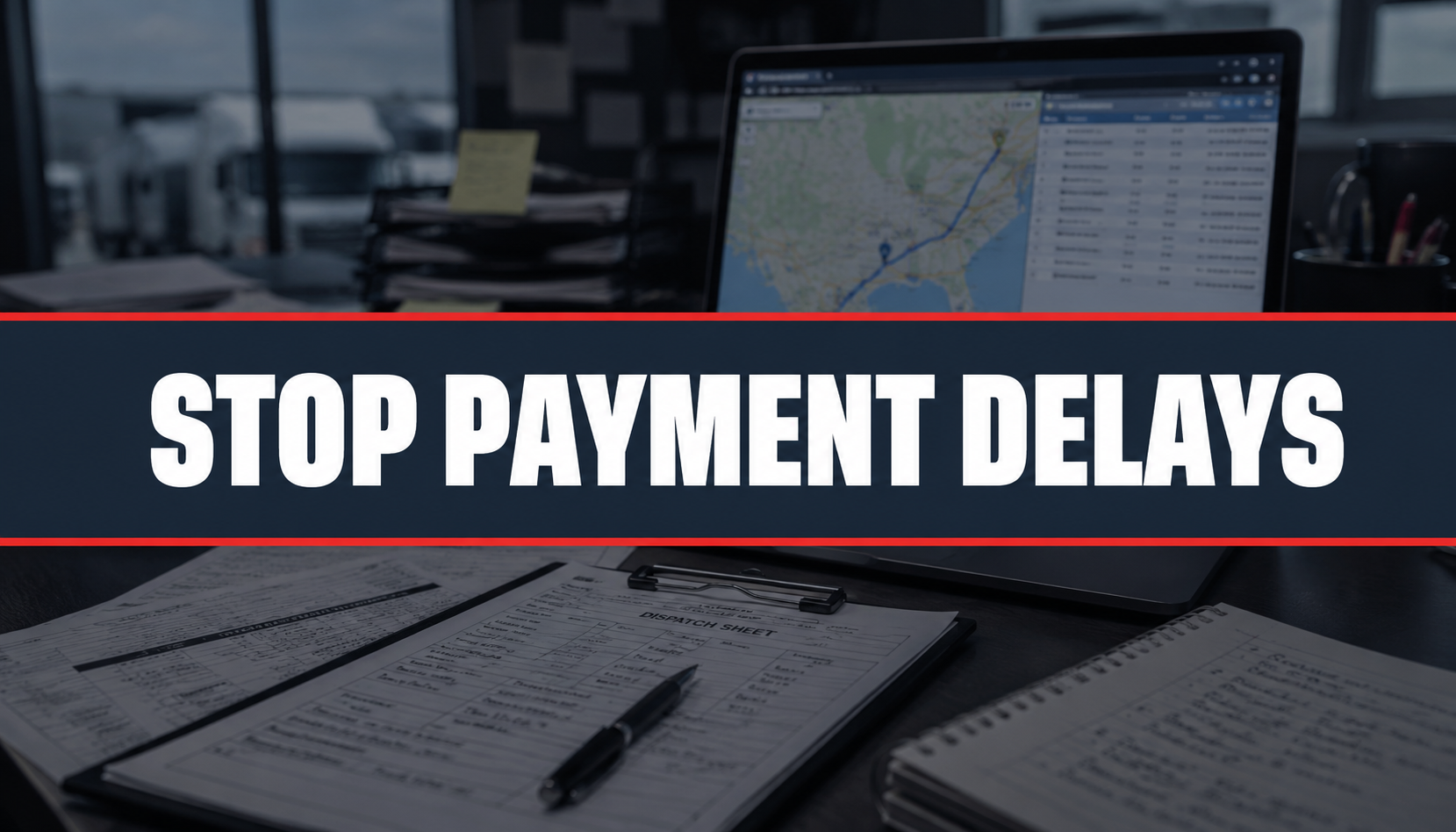 Dispatch office scene representing carrier invoice management to stop payment delays Dispatch office scene representing carrier invoice management to stop payment delays