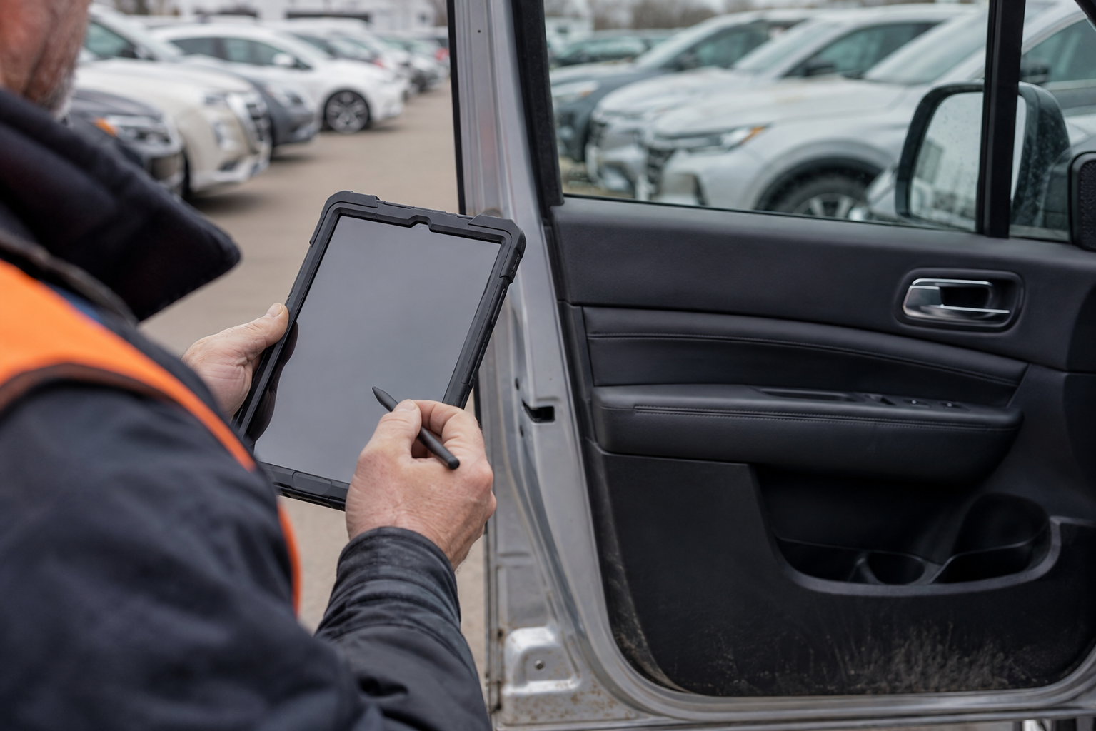 Vehicle condition report with AIAG damage codes noted on a car hauler inspection